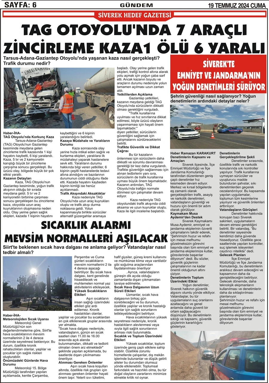 19.07.2024 Tarihli Gazetemiz