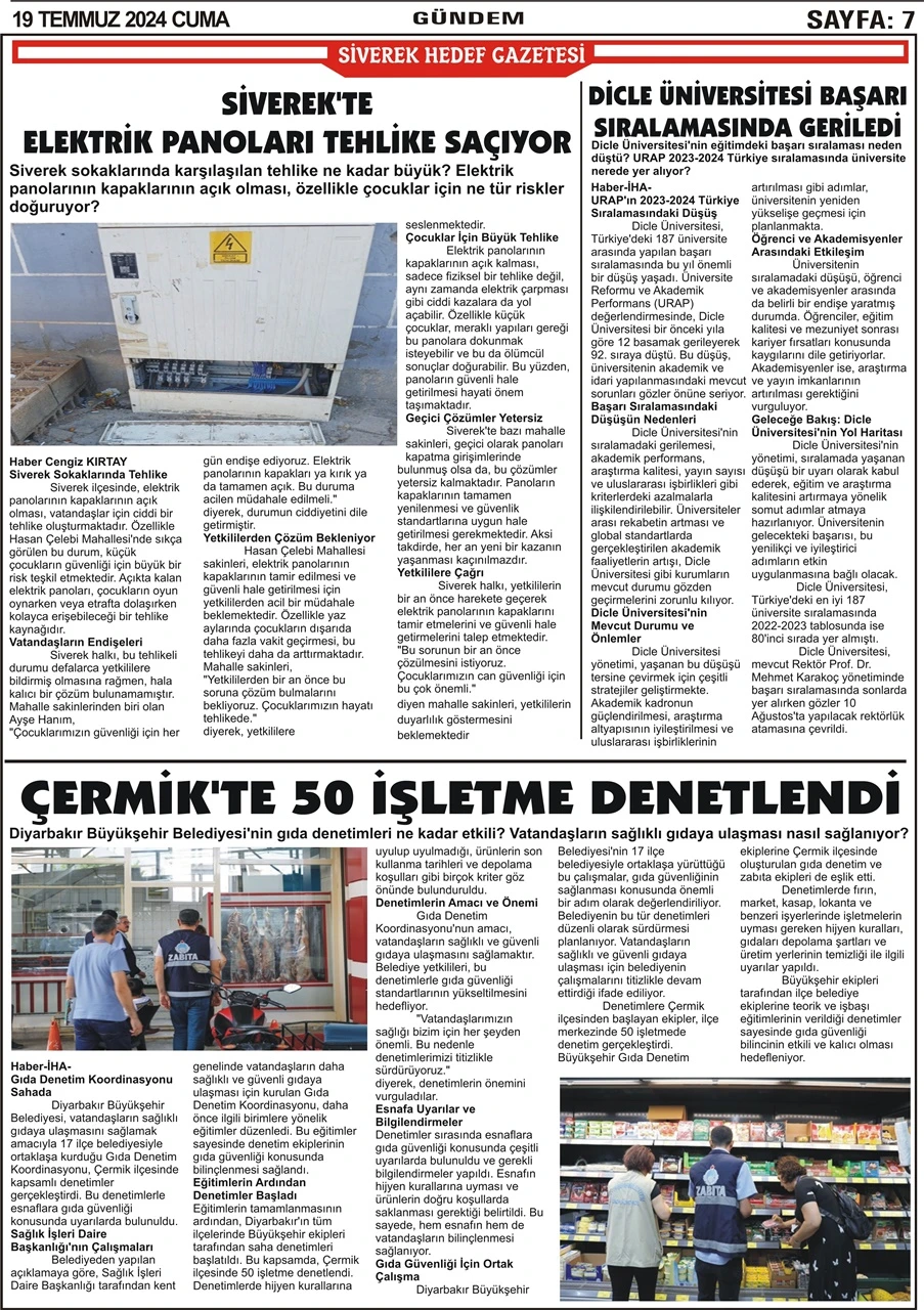 19.07.2024 Tarihli Gazetemiz