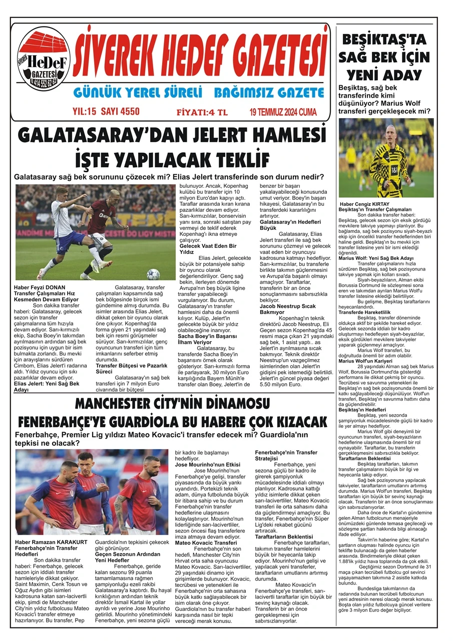 19.07.2024 Tarihli Gazetemiz