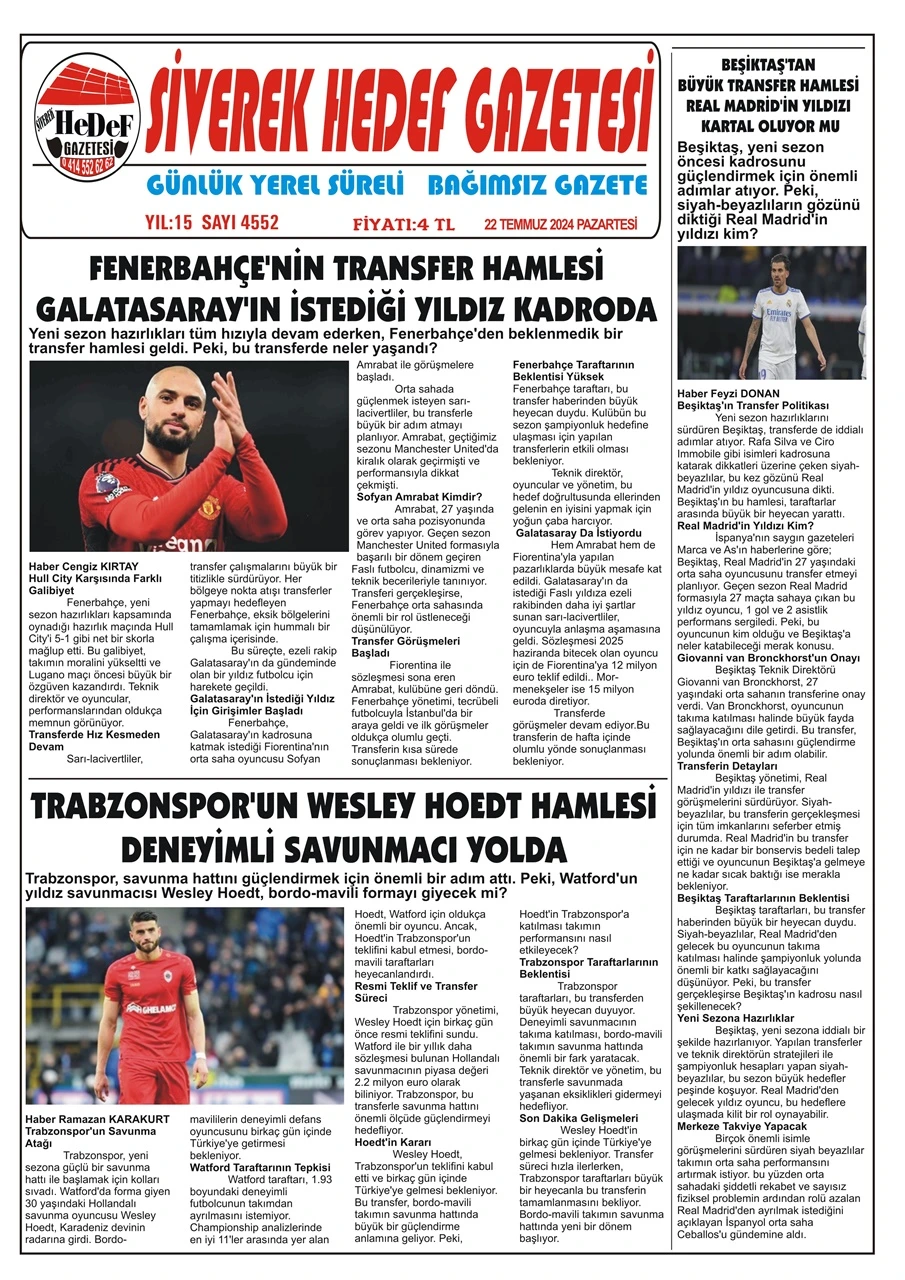 22.07.2024 Tarihli Gazetemiz