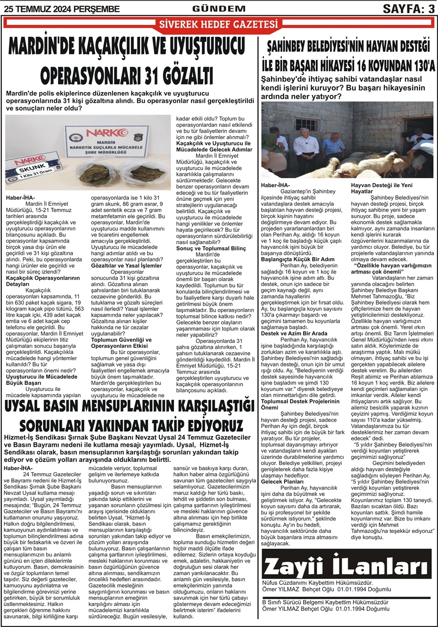 25.07.2024 Tarihli Gazetemiz