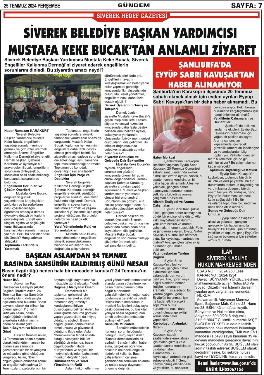 25.07.2024 Tarihli Gazetemiz