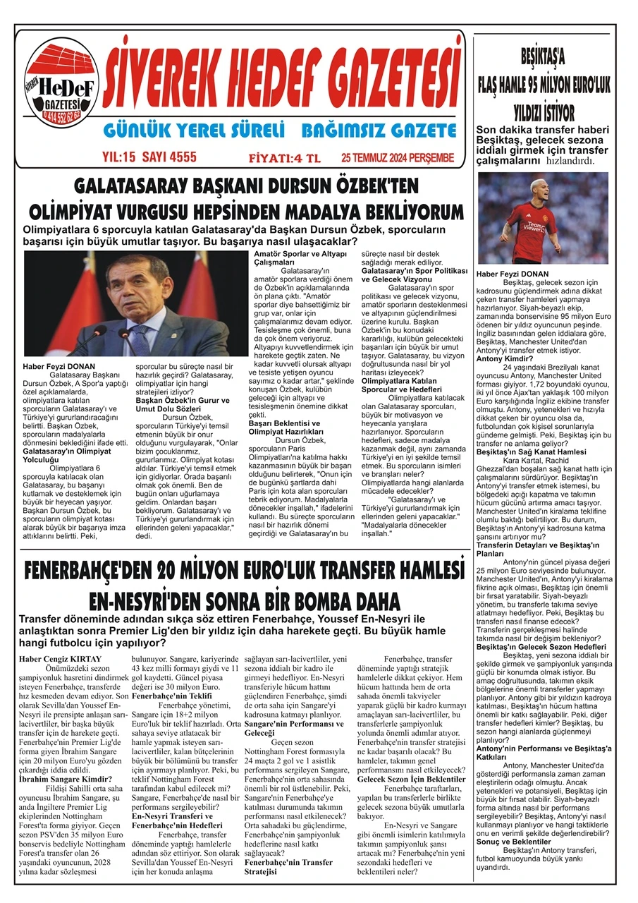 25.07.2024 Tarihli Gazetemiz