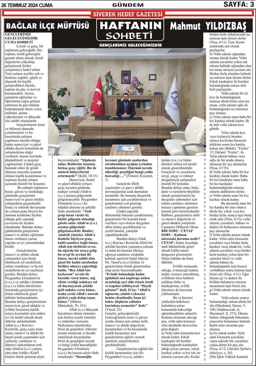 26.07.2024 Tarihli Gazetemiz