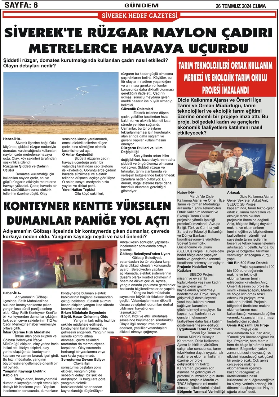 26.07.2024 Tarihli Gazetemiz