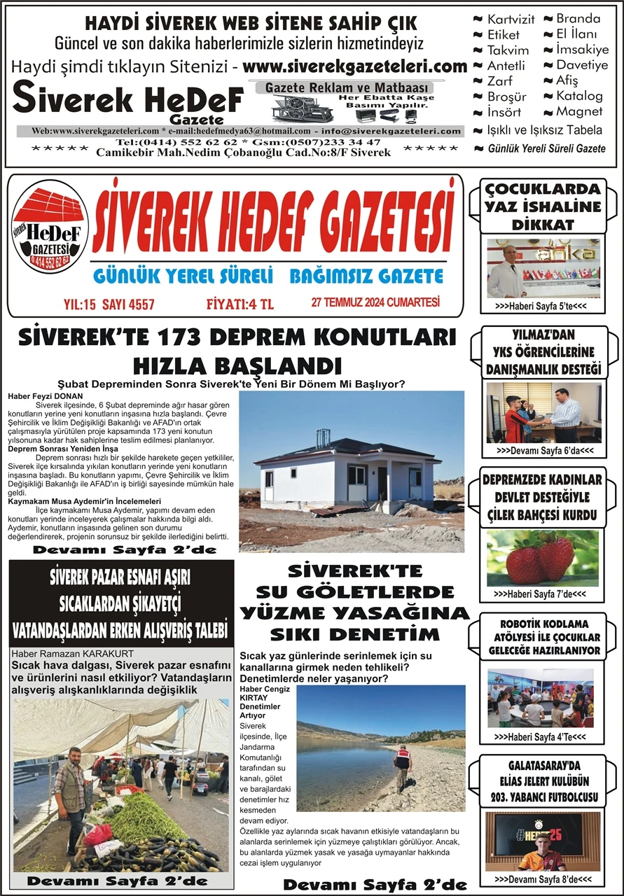 27.07.2024 Tarihli Gazetemiz