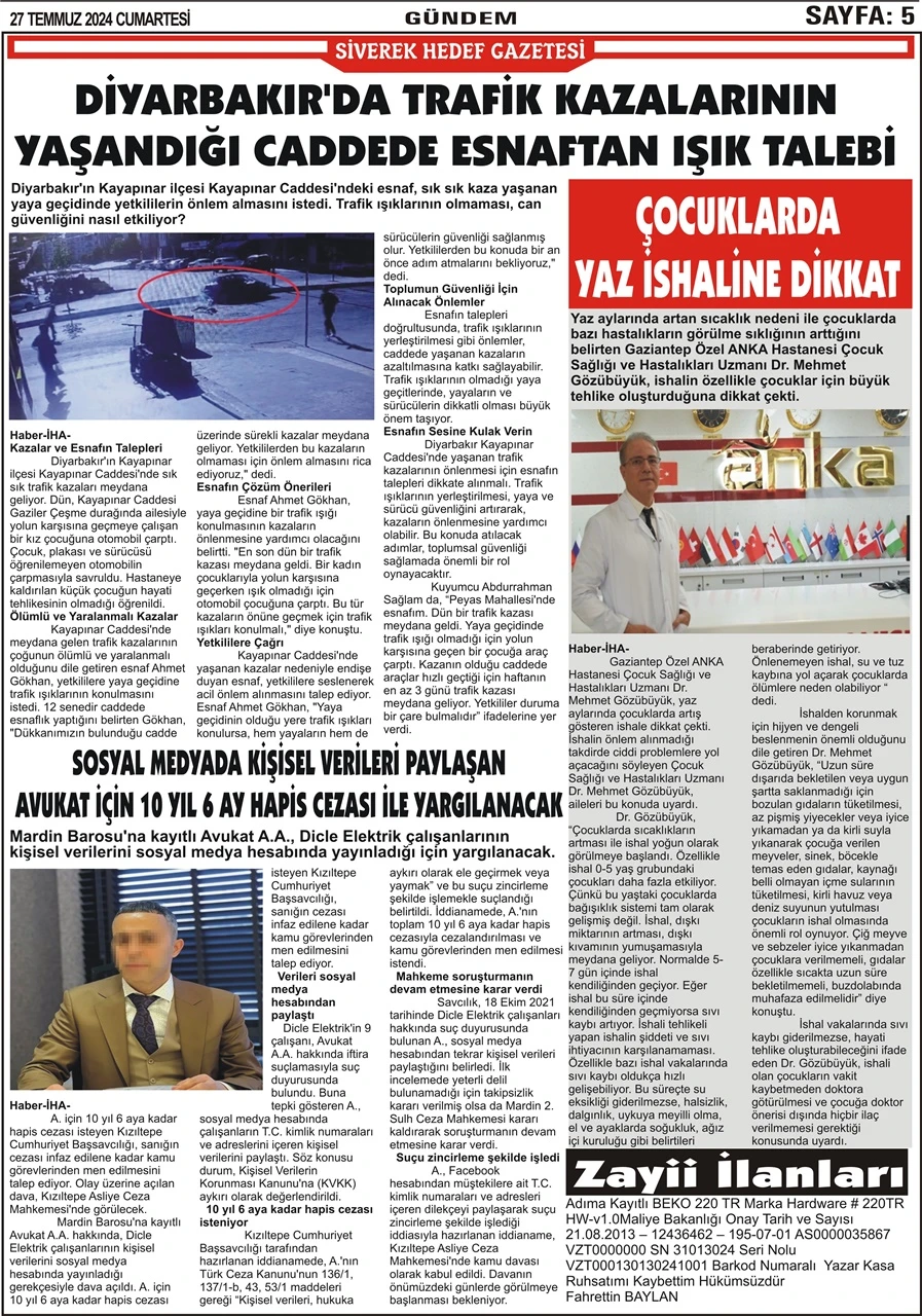 27.07.2024 Tarihli Gazetemiz