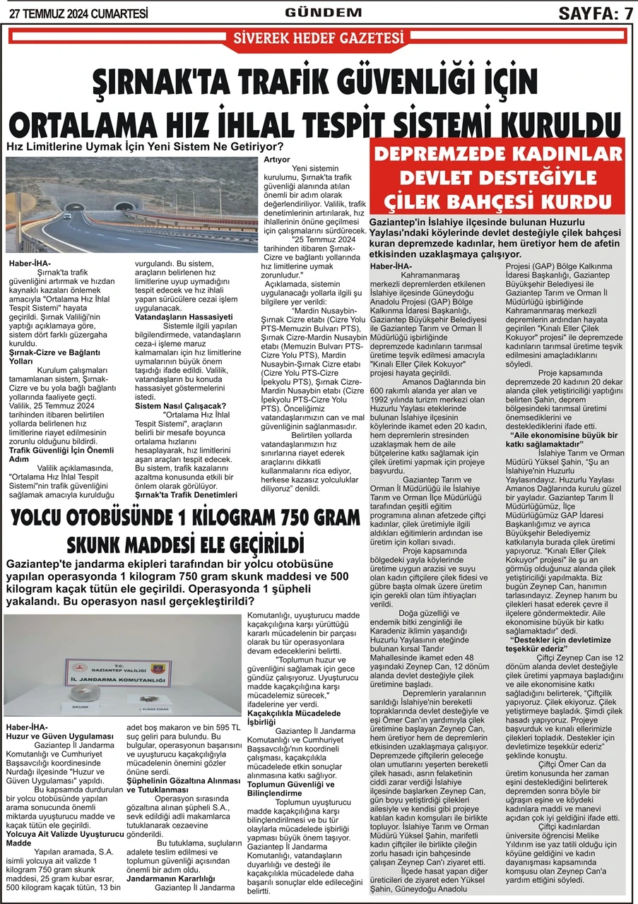 27.07.2024 Tarihli Gazetemiz