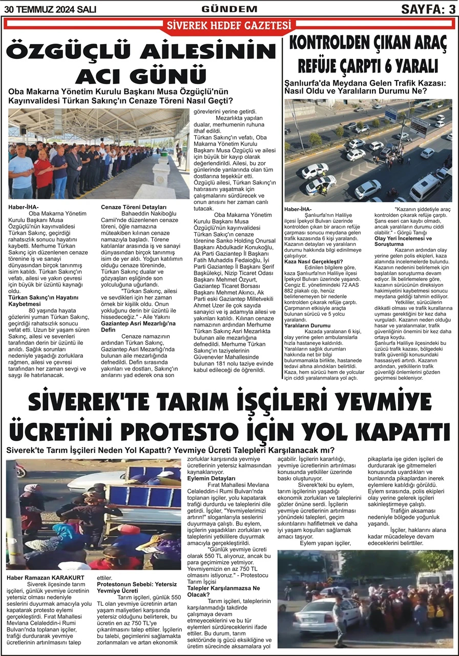 30.07.2024 Tarihli Gazetemiz