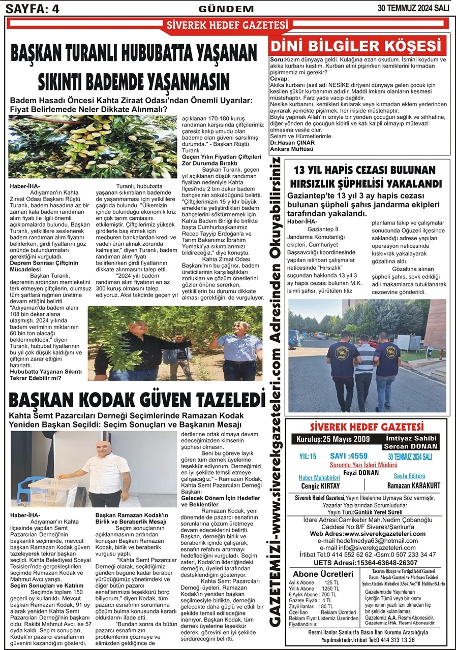 30.07.2024 Tarihli Gazetemiz