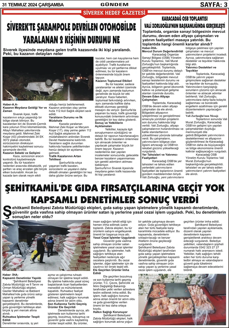 31.07.2024 Tarihli Gazetemiz