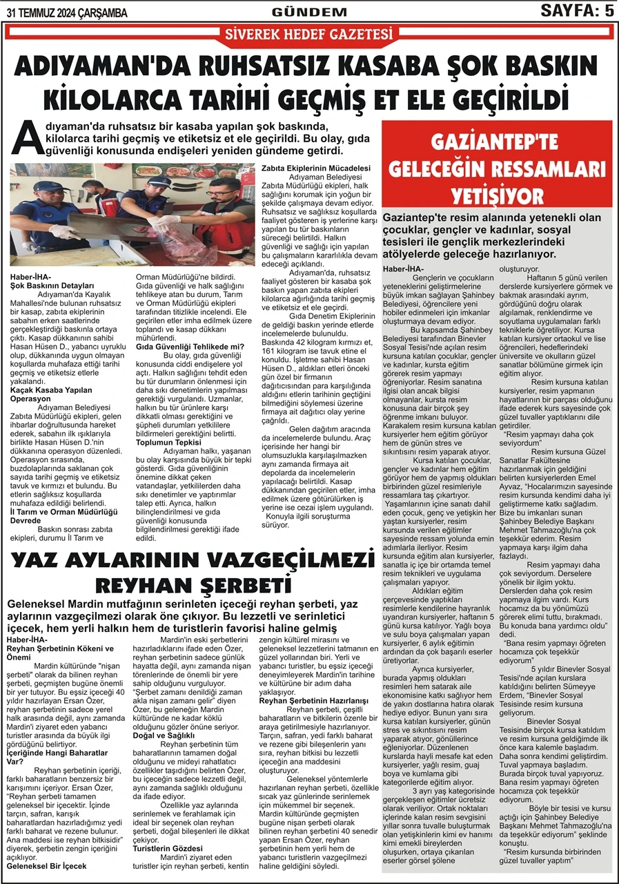 31.07.2024 Tarihli Gazetemiz