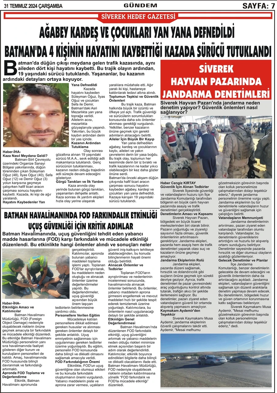 31.07.2024 Tarihli Gazetemiz