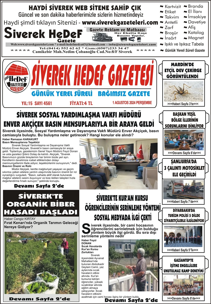 1.08.2024 Tarihli Gazetemiz