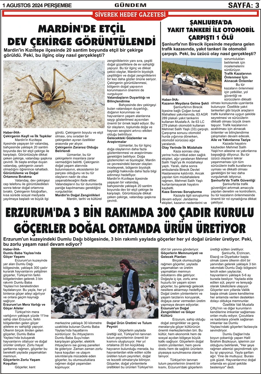 1.08.2024 Tarihli Gazetemiz