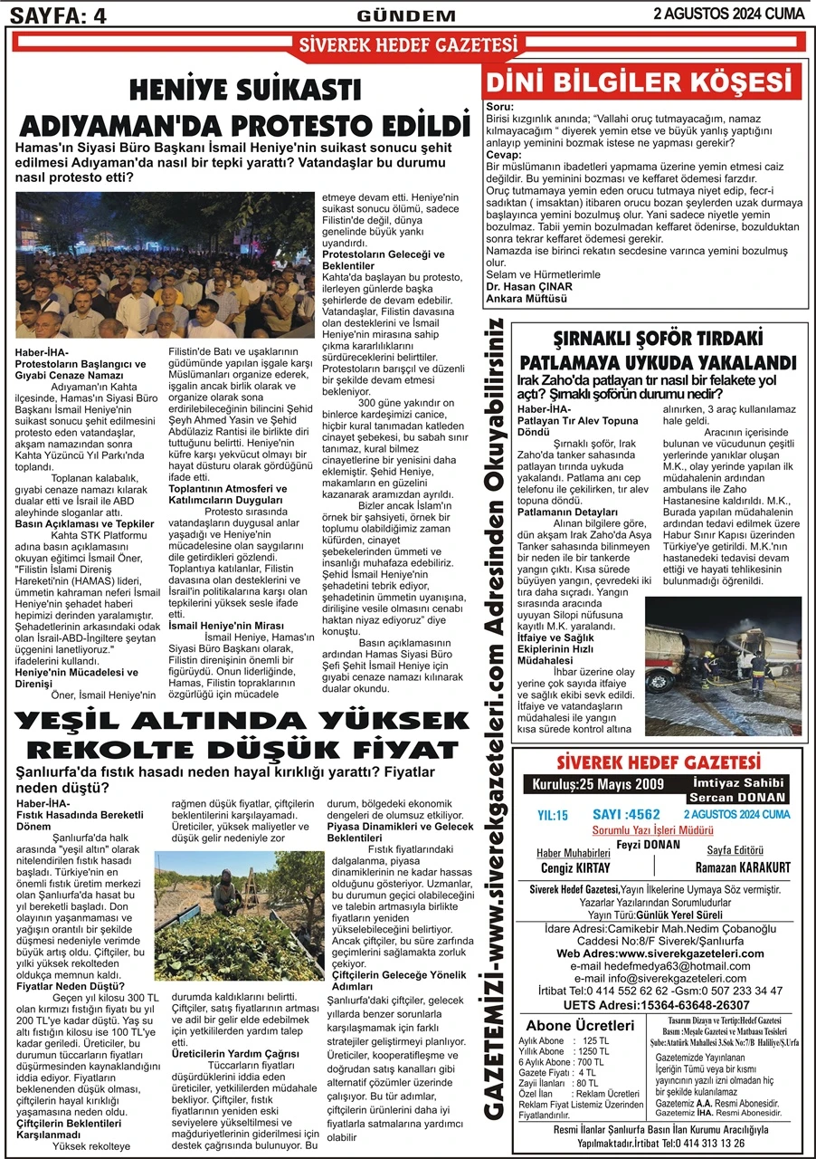 2.07.2024 Tarihli Gazetemiz