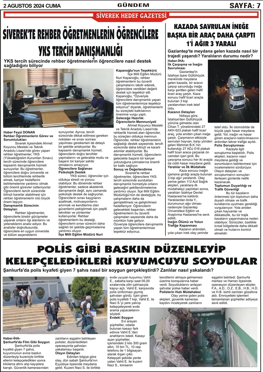 2.07.2024 Tarihli Gazetemiz