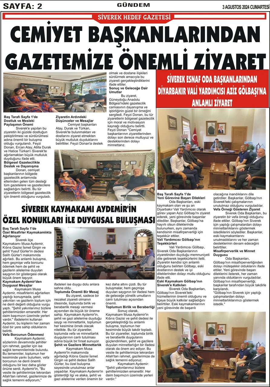 3.08.2024 Tarihli Gazetemiz