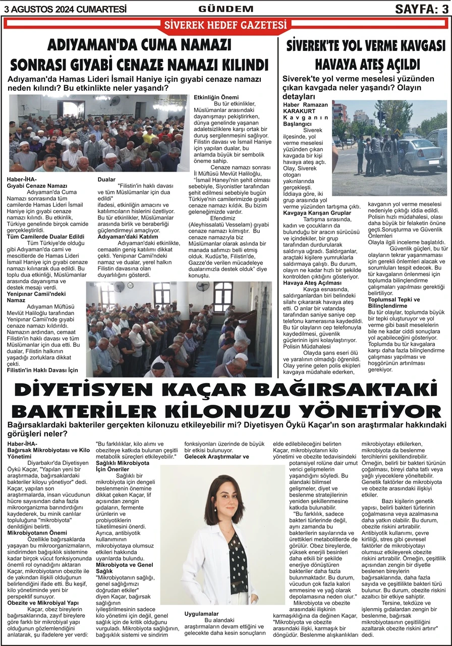 3.08.2024 Tarihli Gazetemiz