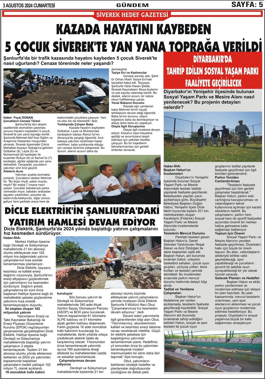 3.08.2024 Tarihli Gazetemiz