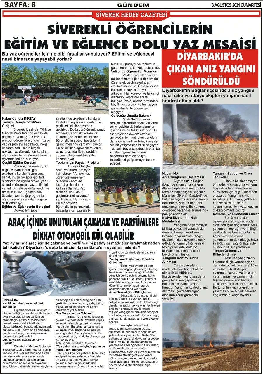 3.08.2024 Tarihli Gazetemiz