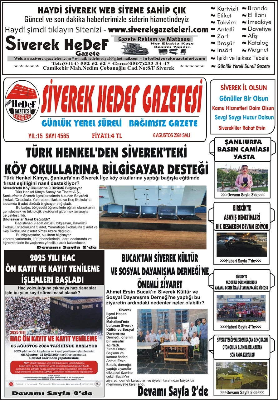 6.08.2024 Tarihli Gazetemiz