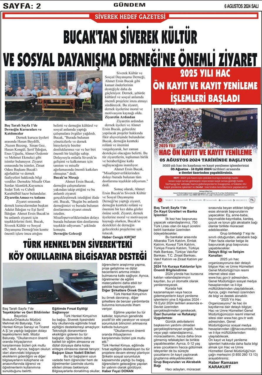 6.08.2024 Tarihli Gazetemiz