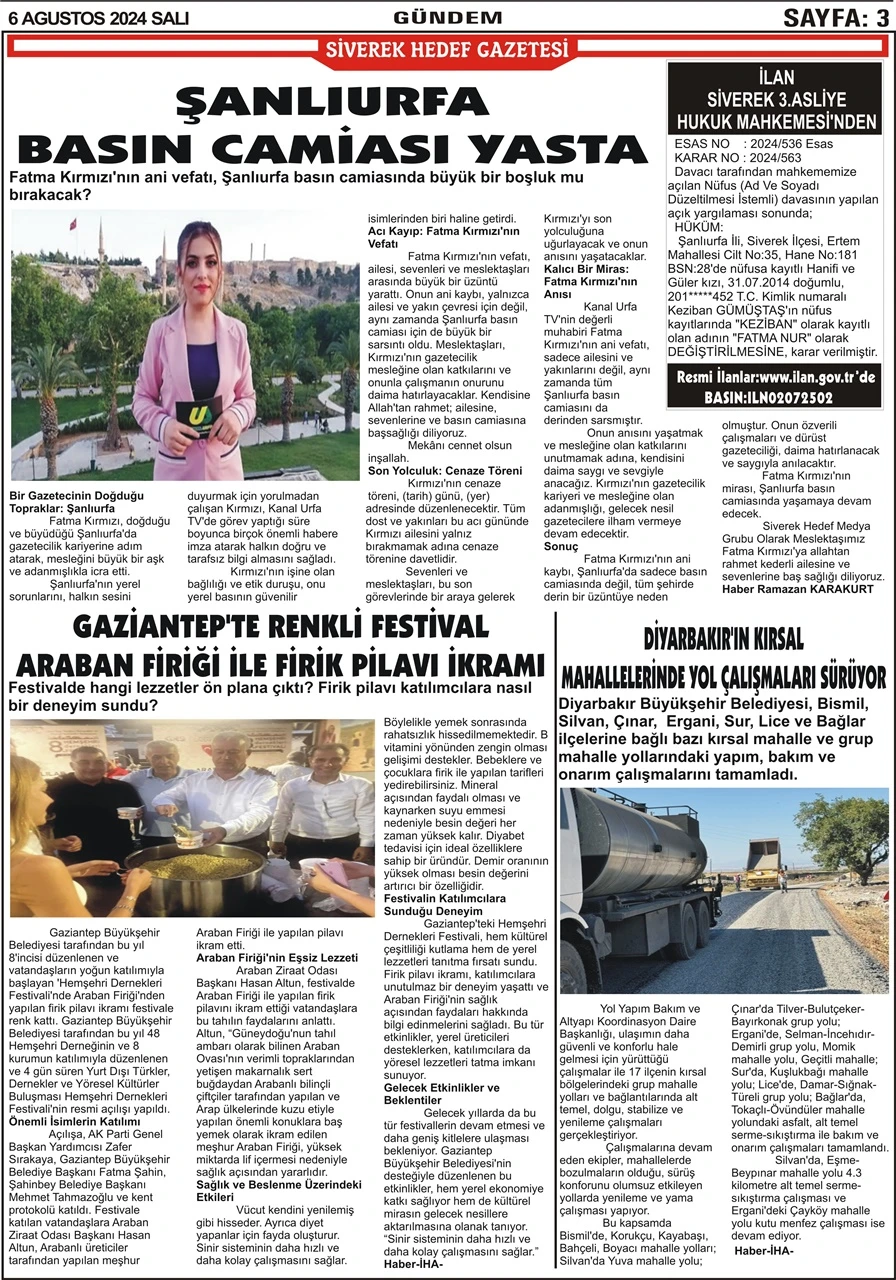 6.08.2024 Tarihli Gazetemiz