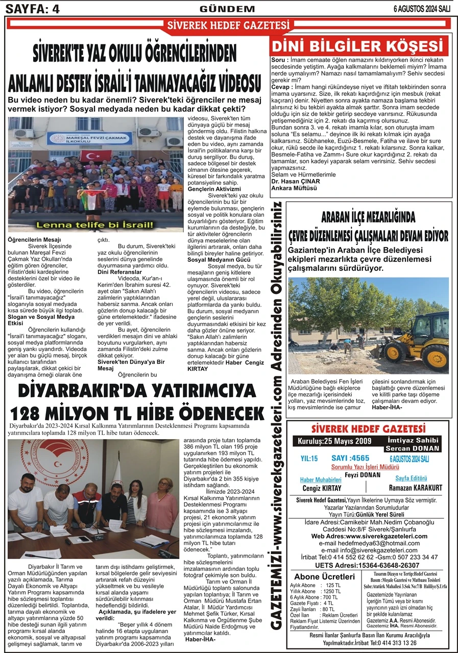 6.08.2024 Tarihli Gazetemiz