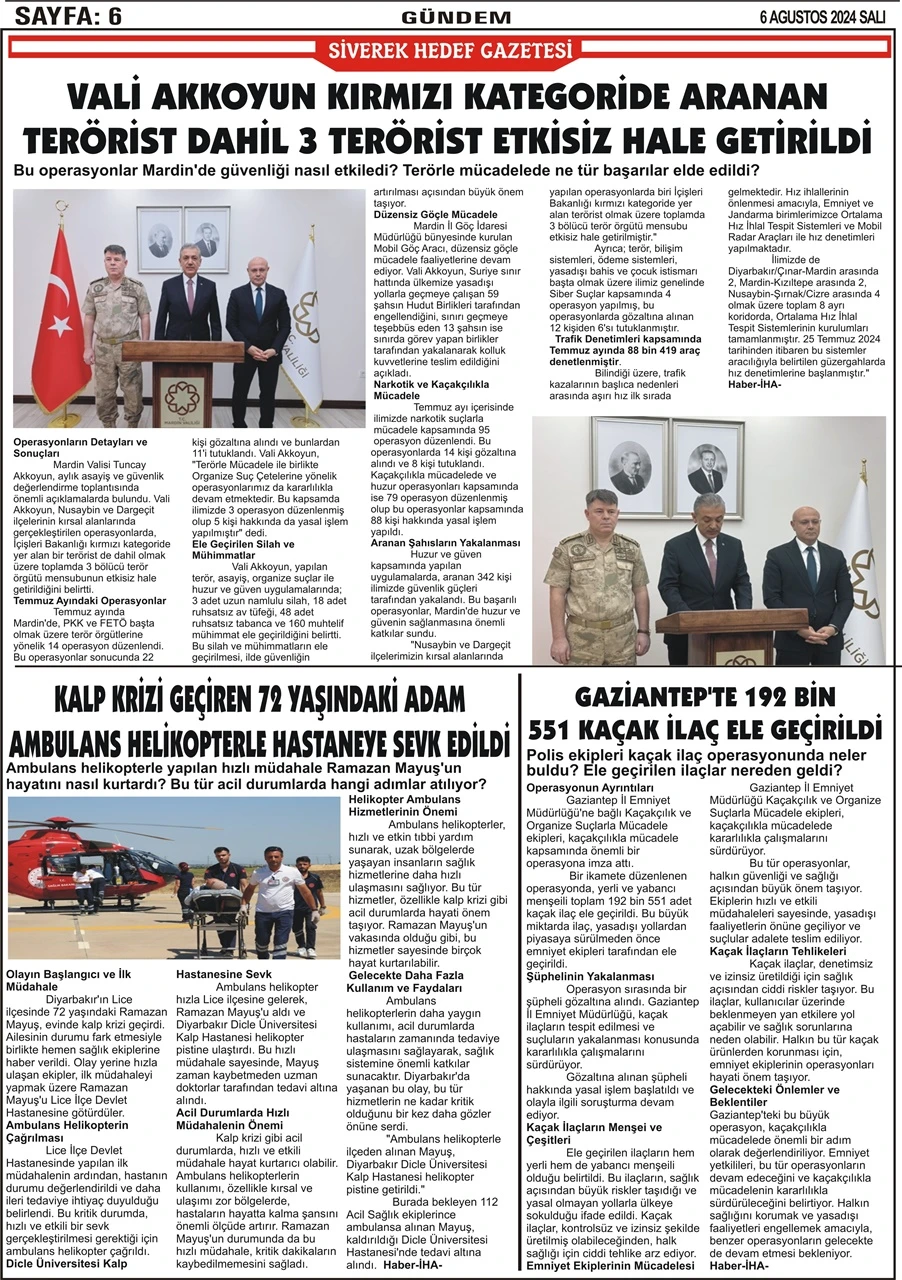 6.08.2024 Tarihli Gazetemiz