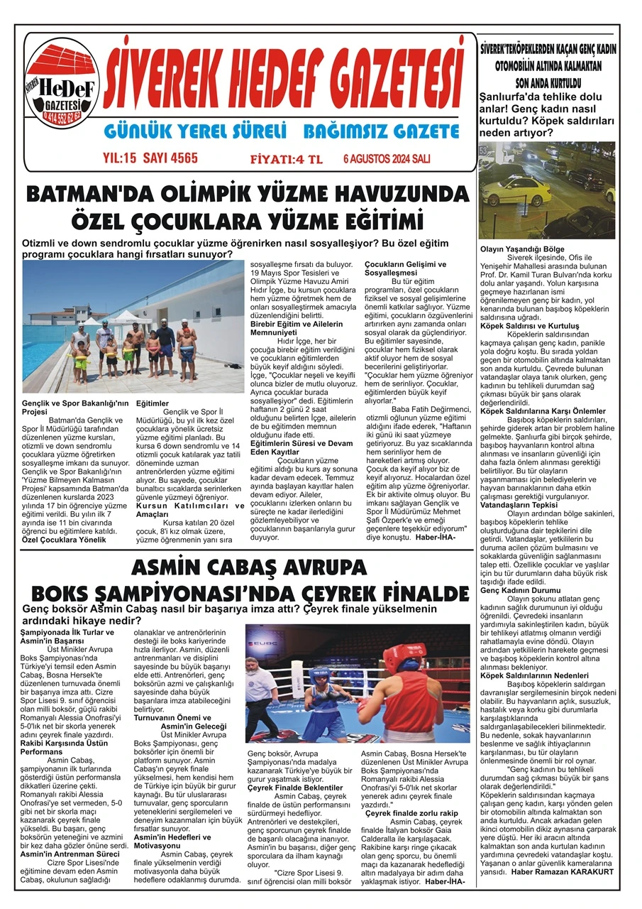 6.08.2024 Tarihli Gazetemiz