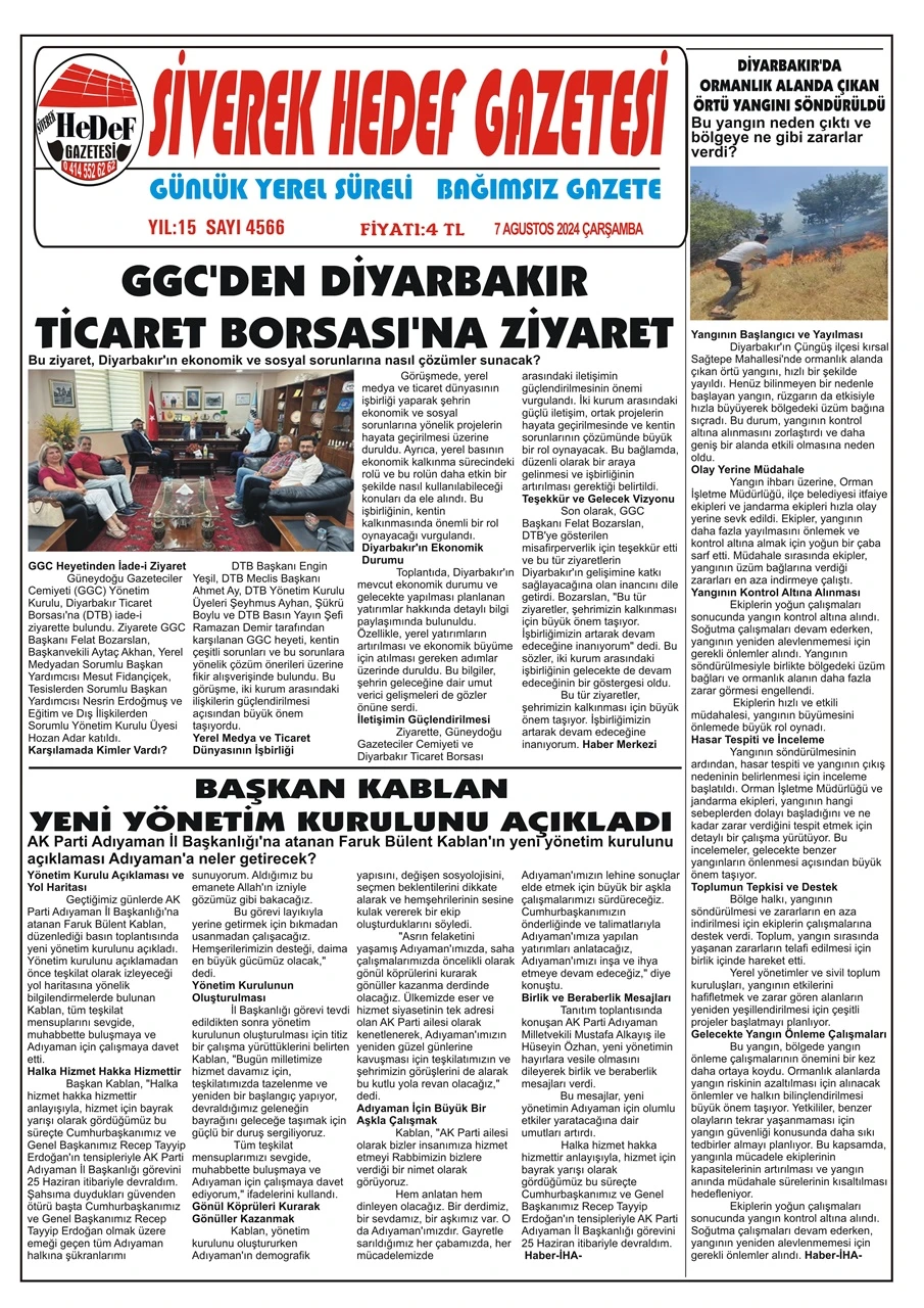 7.08.2024 Tarihli Gazetemiz