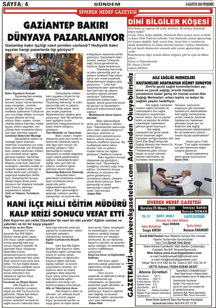 8.08.2024 Tarihli Gazetemiz