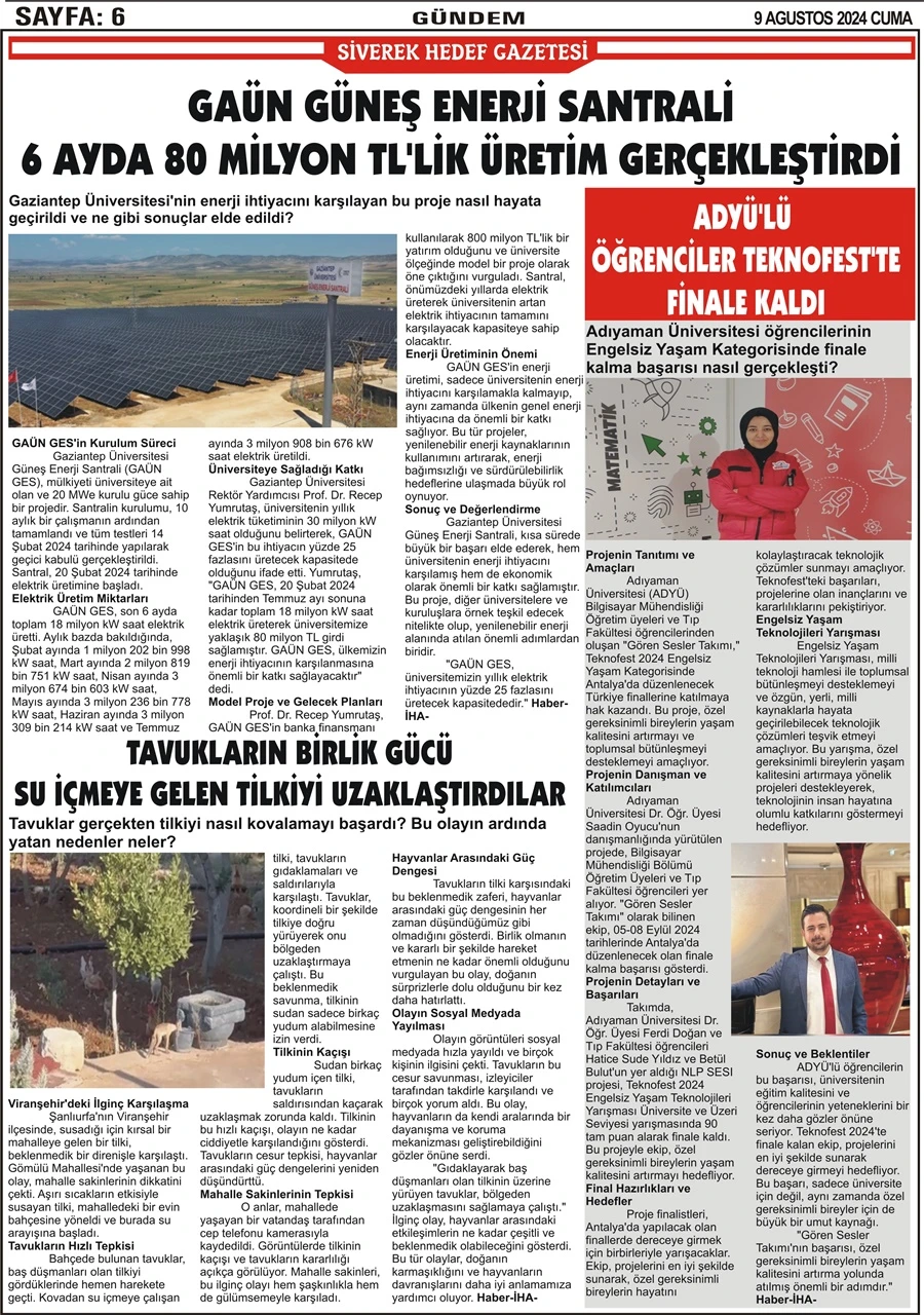 9.08.2024 Tarihli Gazetemiz