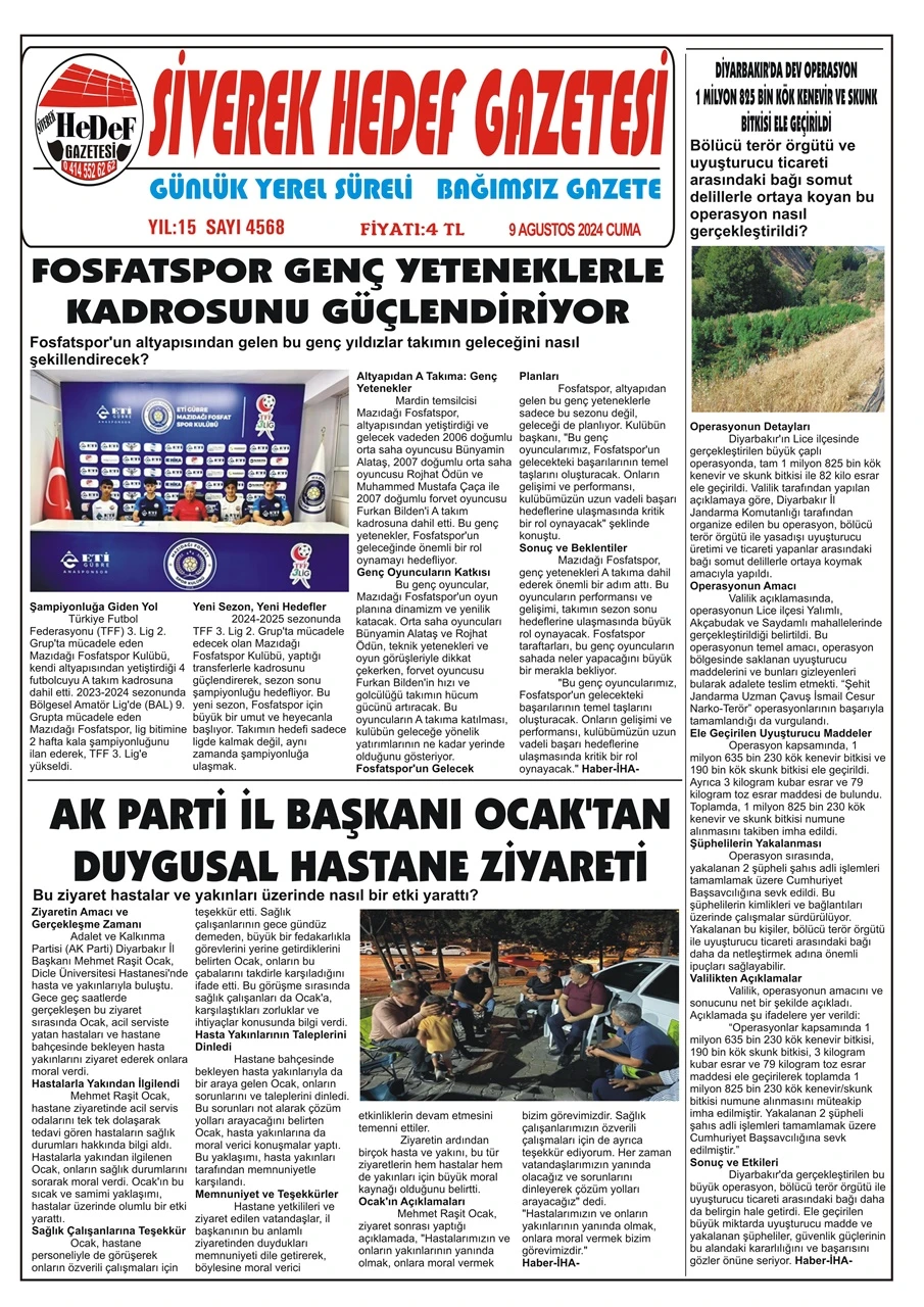 9.08.2024 Tarihli Gazetemiz