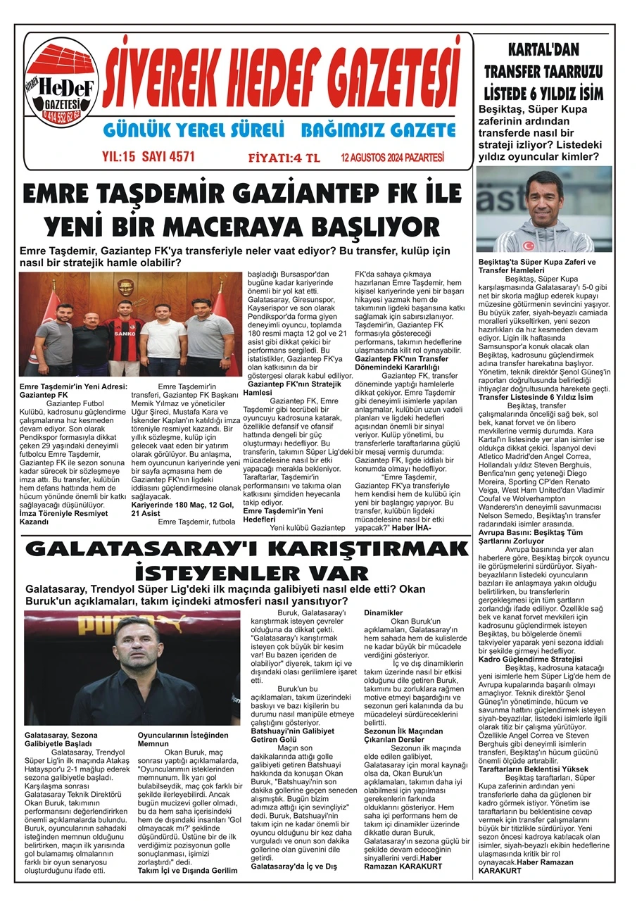 12.08.2024 Tarihli Gazetemiz