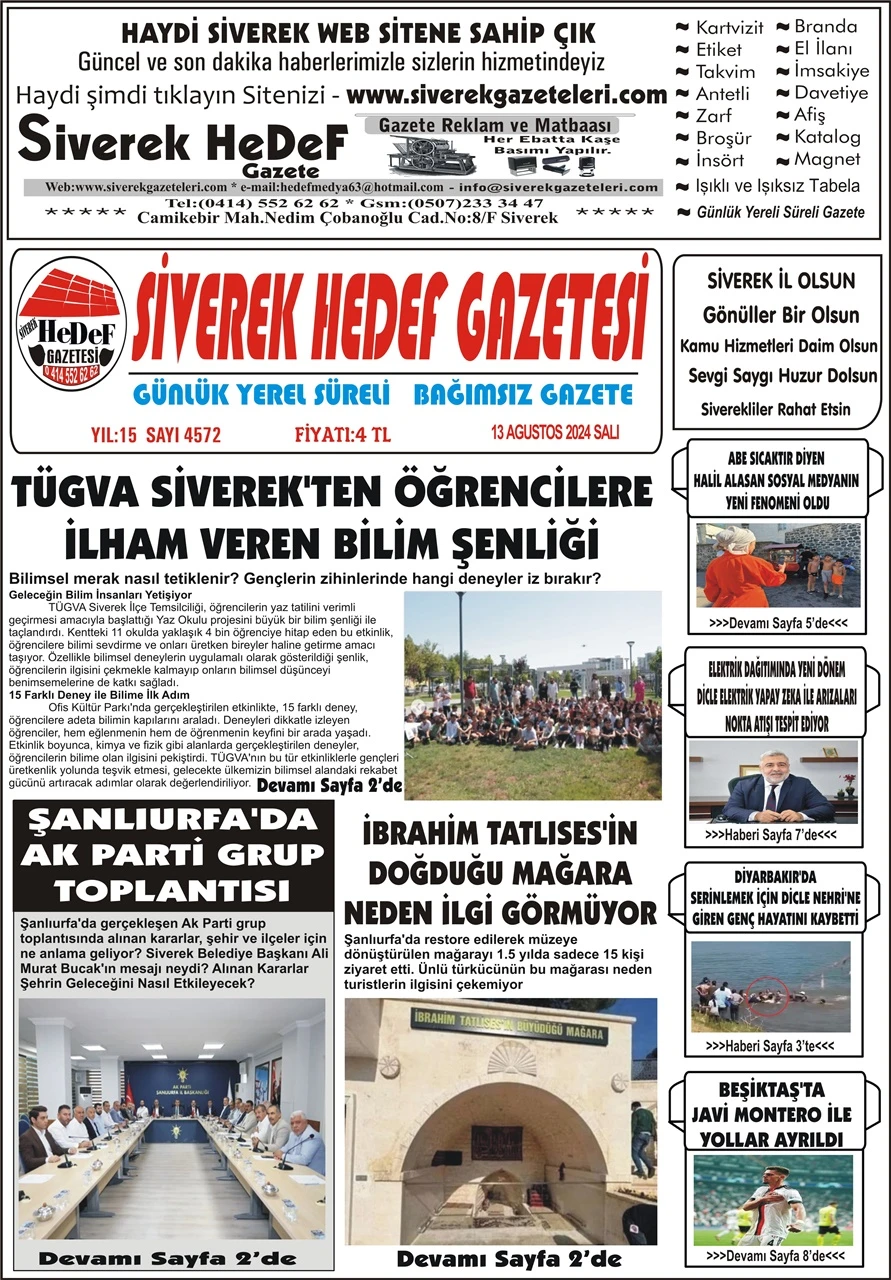 13.08.2024 Tarihli Gazetemiz