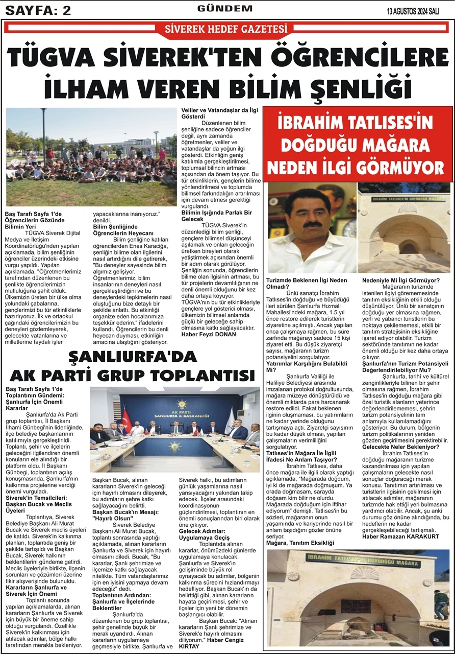 13.08.2024 Tarihli Gazetemiz