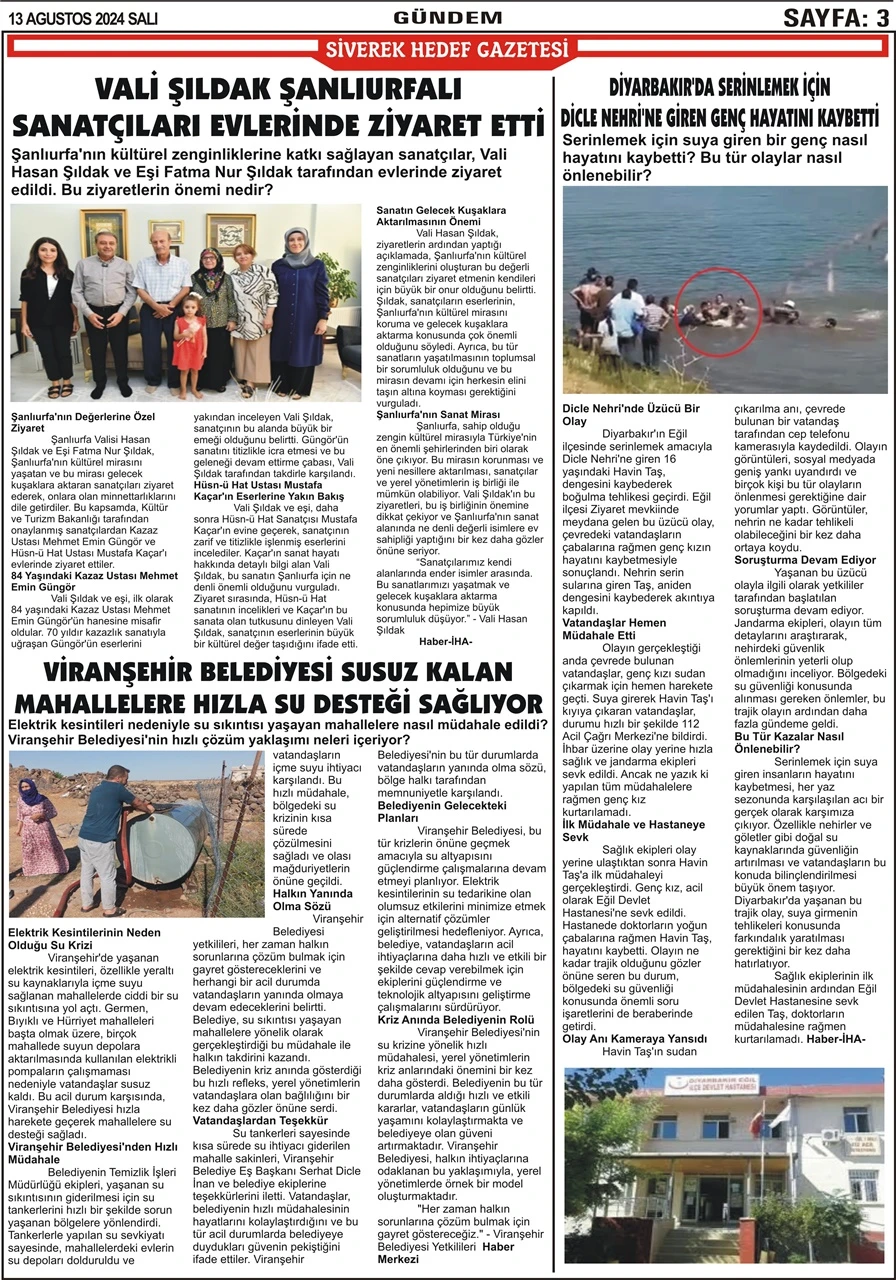 13.08.2024 Tarihli Gazetemiz