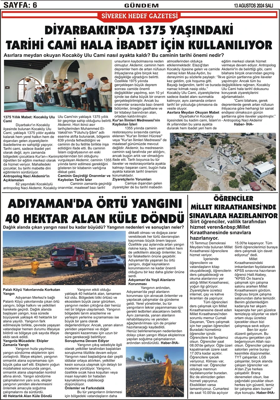 13.08.2024 Tarihli Gazetemiz