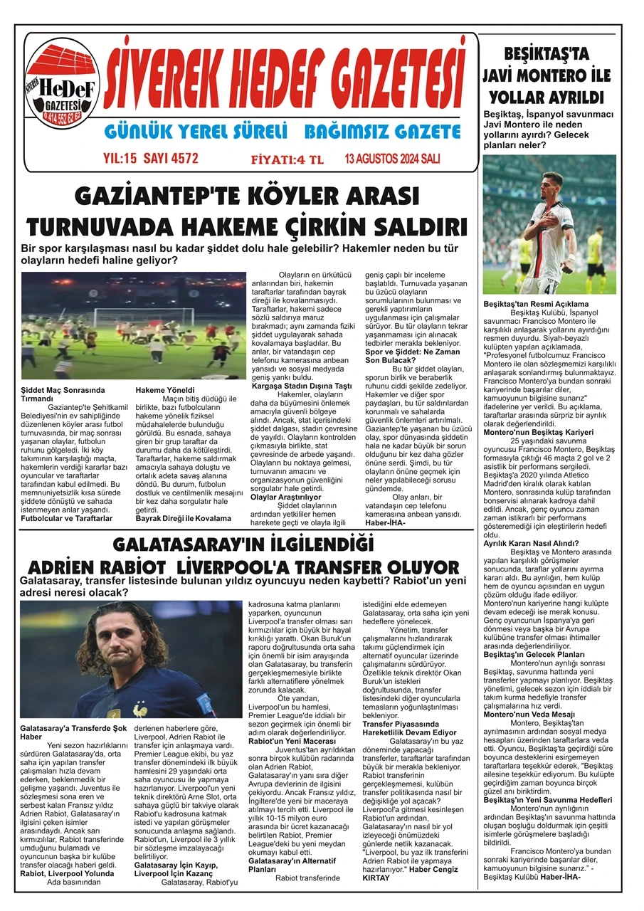 13.08.2024 Tarihli Gazetemiz