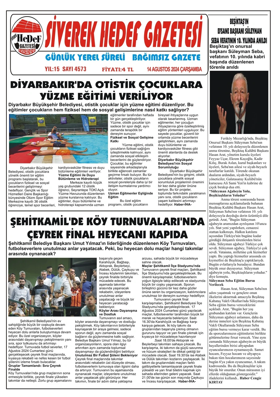 14.08.2024 Tarihli Gazetemiz