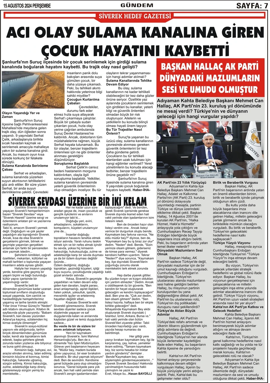 15.08.2024 Tarihli Gazetemiz