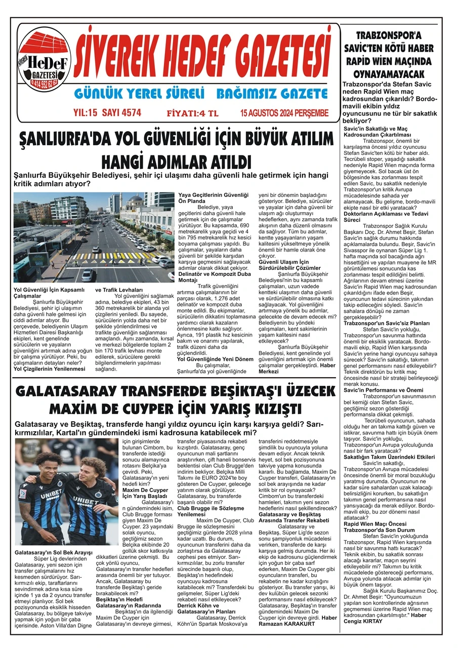 15.08.2024 Tarihli Gazetemiz