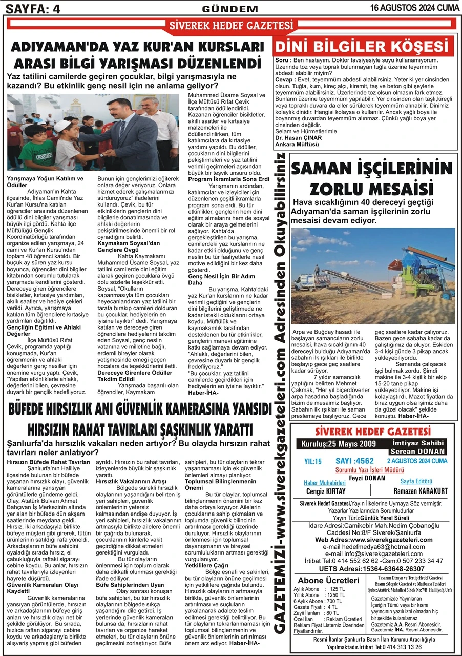 16.08.2024 tarihli gazetemiz