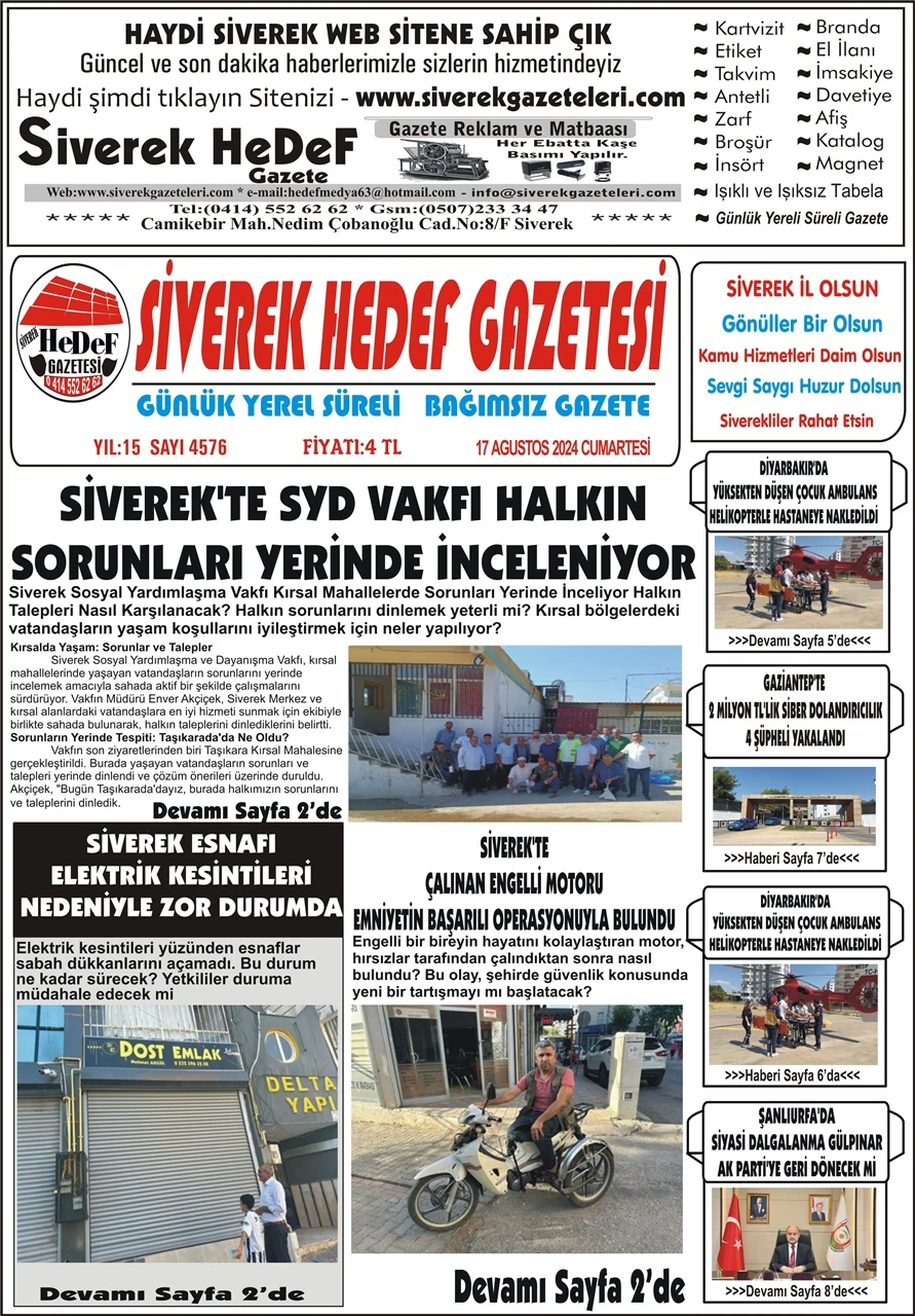 17.08.2024 Tarihli Gazetemiz