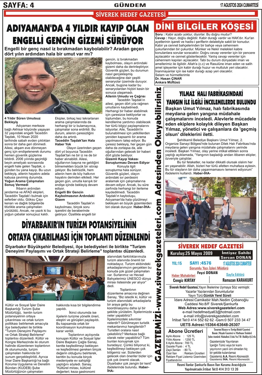 17.08.2024 Tarihli Gazetemiz