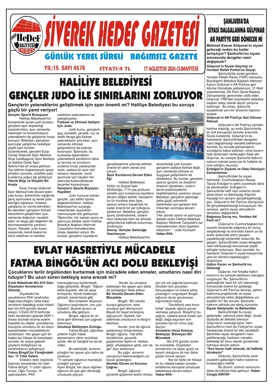 17.08.2024 Tarihli Gazetemiz