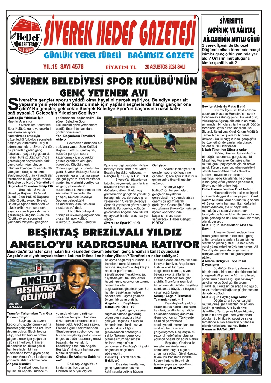 20.08.2024 Tarihli Gazetemiz