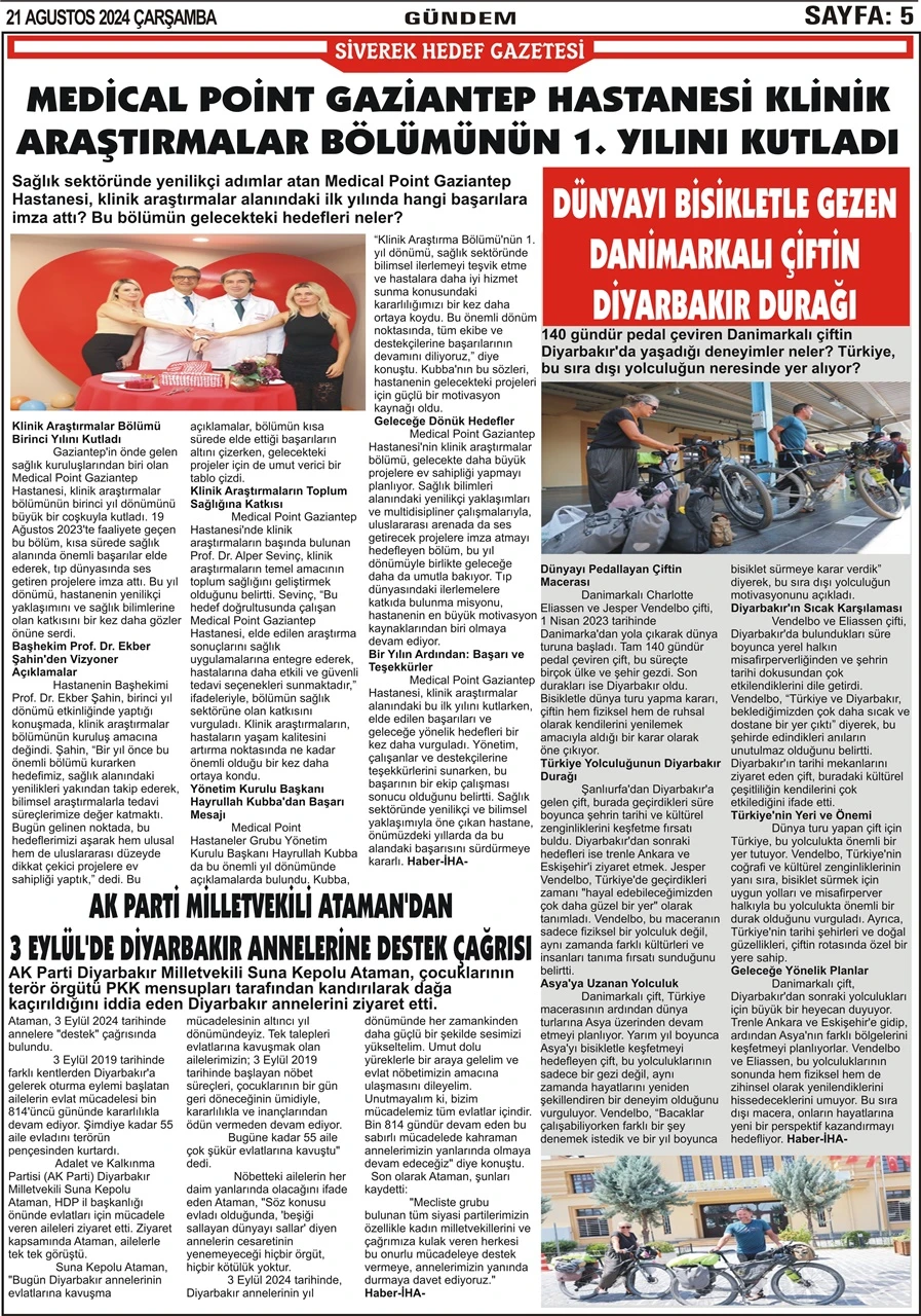 21.08.2024 Tarihli Gazetemiz